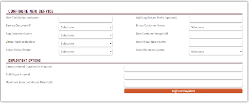 service configuration form